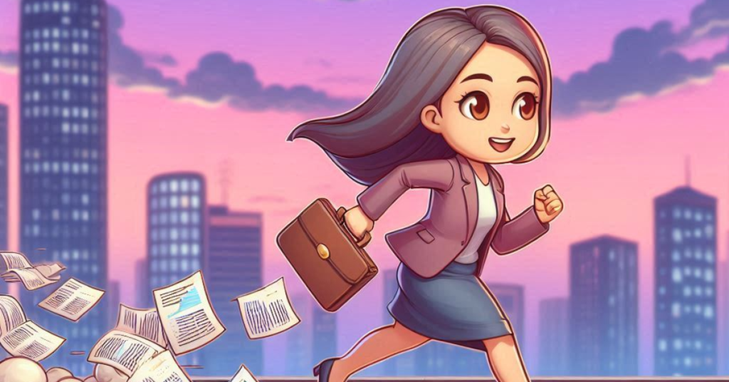 Top 5 Coffee Break Conversations in the Life of a PM 5 Coffee break conversations | A lady running to her next meeting.png