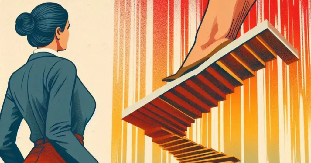 10 Hilarious Construction Projects Client Requests 3 Client request | A lady looking at a giant leg on a floating staircase.