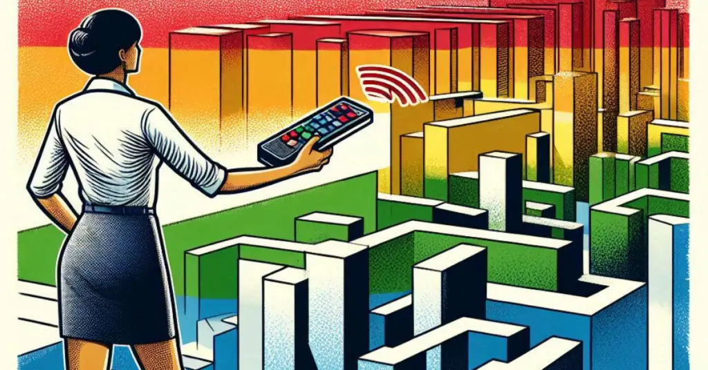 10 Hilarious Construction Projects Client Requests 6 Client request | A lady using a remote control in a maze of walls.